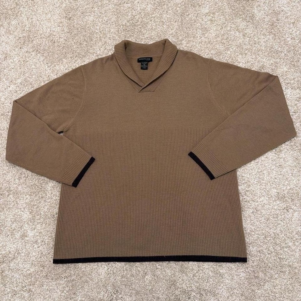 Kenneth Cole New York Shawl Collar Wool Sweater | Brown | Size XL